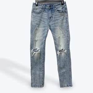 American‎ Eagle Slim Flex Distressed Ripped Jeans Light Wash 28x30 Womens